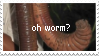 An earthworm with the phrase 'oh, worm?' overtop it